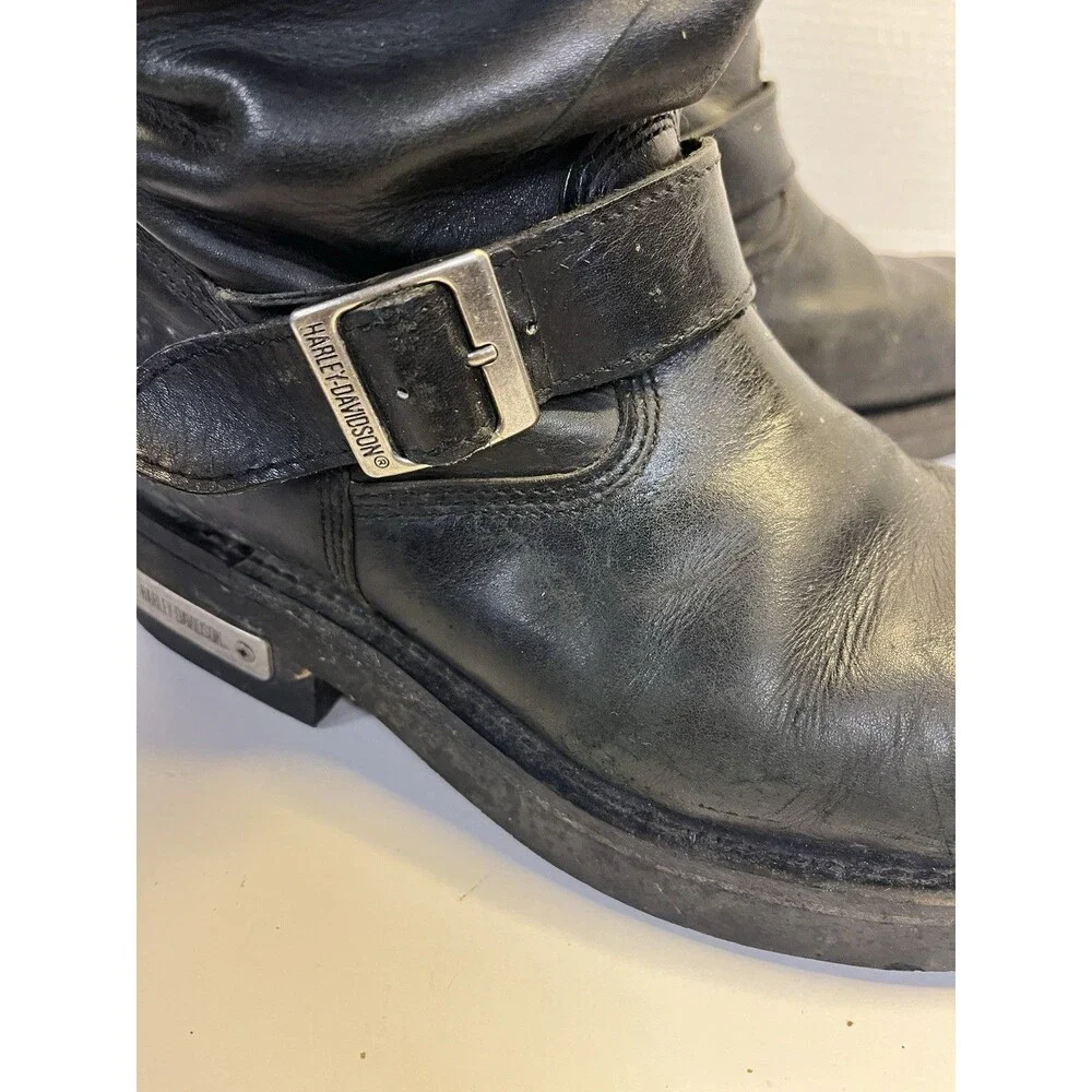 HARLEY DAVIDSON Mega Conductor Engineer Motorcycle Men’s 9.5 W Boots Silver Logo